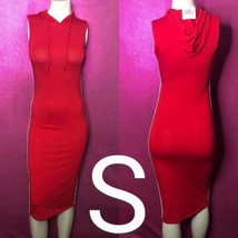 Red Midi Side Stripe Hoodie Bodycon Dress~Size S - $22.44