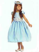 Chic Baby Light Blue/White Tea Length Pageant Party Holiday Dress, 2, 4,... - £43.82 GBP
