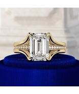 3 Ct Emerald Cut Lab Grown Diamond Illusion Floating Cathedral Ring in 1... - $68,241.30 MXN