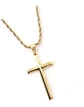 JEWELRY 24K Gold Rope Chain Style Cross Pendant 3MM - £349.53 GBP