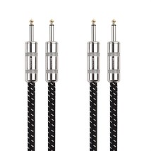 2 Pack Premium Braided 12 AWG 1 4 Inch Speaker Cable 3 ft with 6.35mm TS... - $40.87