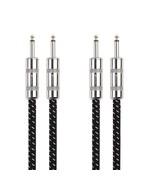 2 Pack Premium Braided 12 AWG 1 4 Inch Speaker Cable 3 ft with 6.35mm TS... - $40.87