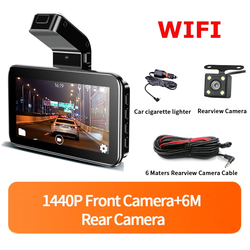 WIFI DVR Recorder Dashcam 1440P Dash Car Dash Cam Camera Dual Lens Built In  - £28.77 GBP+