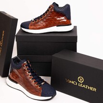 The Caesars Brown & Navy Leather High-Top Men Sneaker image 9