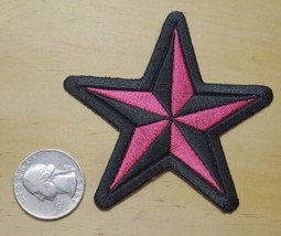 Pink Nautical Star Iron On Embroidered Patch 3&quot; x 3&quot; - £3.92 GBP