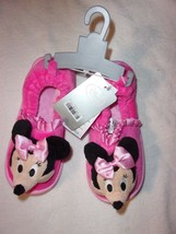 Disney Store Minnie Mouse Soft Pink Plush Slippers Girls Size 11/12 NEW W/T - £10.27 GBP