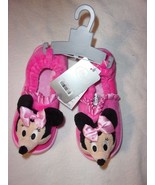 Disney Store Minnie Mouse Soft Pink Plush Slippers Girls Size 11/12 NEW W/T - £10.19 GBP