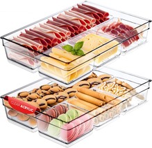 Serving Platter (Set Of 2) 4 Sections Serving Tray, Clear Acrylic, Bpa Free - $39.97