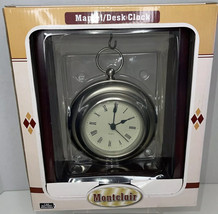 Wood Frame w Hanging Metal Desk or Table Top Quartz Clock Roman Numerals Nice J3 - £14.55 GBP