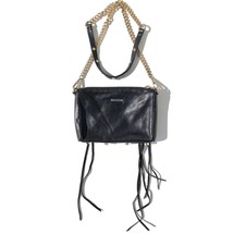 Rebecca Minkoff crossbody bag 5 zip mini black leather gold tone zippers chain - £28.55 GBP