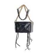 Rebecca Minkoff crossbody bag 5 zip mini black leather gold tone zippers chain - $36.39