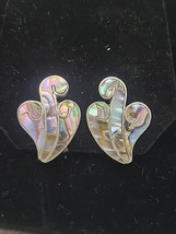 Mexico Sterling Silver Earrings 925 Screw Back Abalone HE Vintage Flower... - $24.18