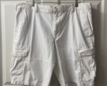 Izod Mens Cargo Shorts  Size 38 White Canvas Pockets Casual Campy 10.5 i... - $18.76