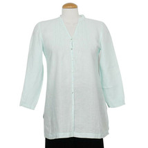 Eileen Fisher Pool Blue Handkerchief Linen Pintuck Long Shaped Shirt Top Ps - £80.36 GBP