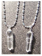 2 Stainless Steel 24&quot; Ball Chain Necklace W Quartz Crystal Pendant Necklaces New - £7.60 GBP