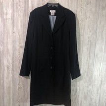 Mixit Long Polyester Lycra Blend Coat Jacket 12 Tall Jet Black Lined Euc - £23.70 GBP