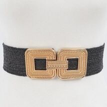 Gold Buckle Stretch Belt - Black - $17.82