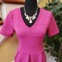 Harper Francescas Dress Sz Small Fit and Flare Crochet Lace Detail Fuchsia Pink - £20.78 GBP