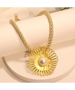 Boho Style Geometric Alloy Pendant Necklace with Synthetic Fiber Rope and Imitat - $16.49