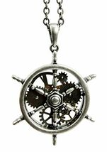 Ebros Gift Steampunk Naval Battleship Helm Necklace Alloy Pendant Jewelry - $357.52 MXN