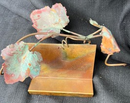 Vintage Copper Metal Nature Leaves Vine Business Card Stand Holder Art S... - €36,44 EUR
