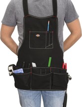 Dickies Black 16 Pocket Bib-Style Carpenter&#39;s Craftsmen&#39;s Apron Tool Bel... - $22.45