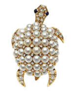 Tiffany & Co. Cultured Pearl, 0.25ct Diamond Turtle Brooch #599 1" x 1.5" 13.6g - $16,961.32