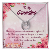 To My Grandma Icing on the Cake Lucky Horseshoe Necklace Message Card 14k w CZ  - £40.87 GBP+