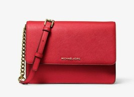 New Michael Kors Daniela Large Saffiano Leather Crossbody Bag Crimson / Dust bag - £89.60 GBP