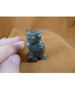 (Y-BIR-OW-70) green Serpentine HORNED OWL figurine SOAPSTONE Peru owls o... - $13.09