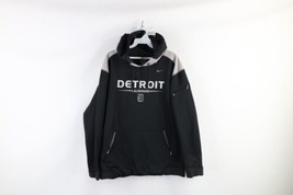 Vintage Nike Mens Medium Spell Out Detroit Lacrosse Hoodie Sweatshirt Black - £47.58 GBP