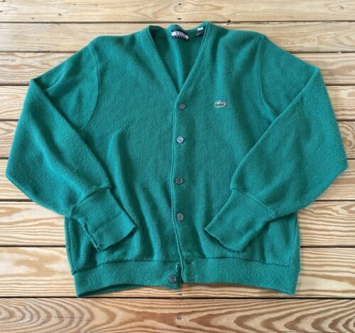 Vintage Izod Lacoste Men’s Button up cardigan sweater size M Green DG - $48.51