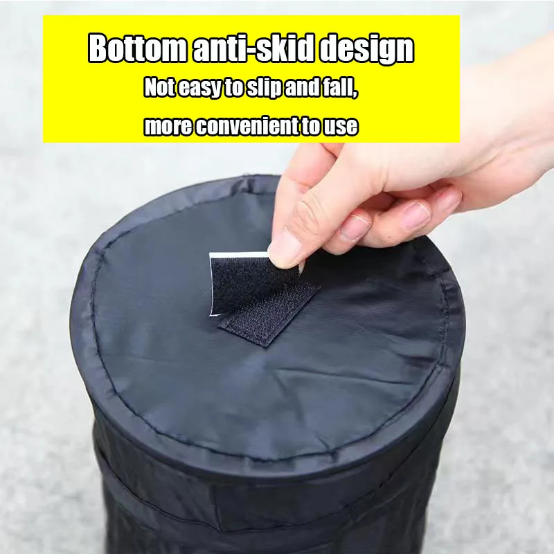 1Pcs Foldable Car Trash Can - Black Waterproof Car Garbage Bag with Side Pocke - £10.89 GBP