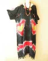 KG80 Floral Batik Hand Painted Kaftan Caftan Kimono Hippy Maxi Dress up ... - £23.87 GBP