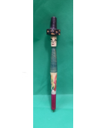 Carved Painted Wooden Ink Pen Holder Made In Mexico Souvenir Travel Trip KG - $13.56 CAD
