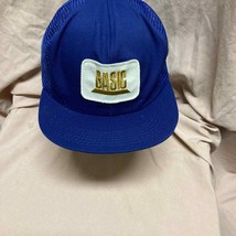 Vintage Basic Patch Dark Blue Trucker Style Snapback Hat  - £19.72 GBP