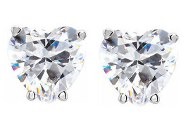 Heart Natural Mined Diamond Studs 14k White Gold (0.92 Ct I Si1-si2 Clarity) - £1,699.00 GBP