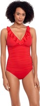 Lauren Ralph Lauren one piece ruffle front swimsuit Size 6 cherry red - £40.16 GBP