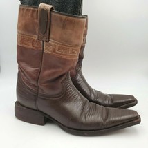 Rudel Western Cowboy Brown Pig Skin Leather Boots Mens Size 7 EE - £50.01 GBP