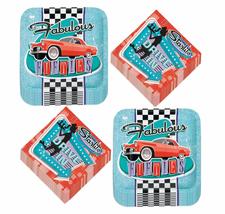 Fabulous 50&#39;s Diner Paper Dinner Plates and Luncheon Napkins (Serves 16) - £12.94 GBP