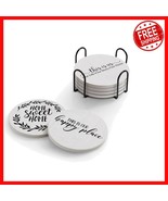 Charming Farmhouse Drink Coasters Set - 6 Absorbent Ceramic Coasters wit... - $39.93 CAD