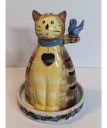 Kathy Hatch Ceramic Tabby Kitty Cat Bird Votive Tea-Light Candle Holder ... - $455.22 MXN