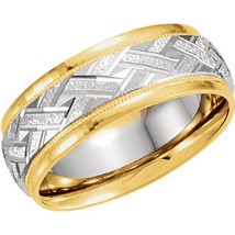 18K Yellow Gold and Platinum 7MM Woven Pattern Comfort-Fit Band - £1,747.72 GBP+