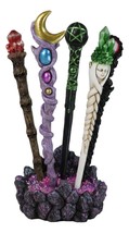 5 Assorted Wizard Magic Wands With Faux Geode Crystals Rock Holder Stand Set - £55.94 GBP
