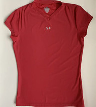 Under Armour Youth Girls Short Sleeve V Neck Compression Top Pink Size Large - $6.92