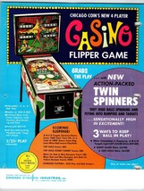 Casino Pinball Machine Flyer 1972 Original Game Art Chicago Coin Retro V... - $34.68