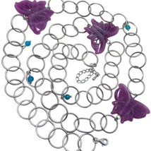 sterling silver 925 amethyst butterfly Turquoise necklace 38 Grams 30” - £87.92 GBP