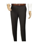 Men&#39;s MONO Turkey Slacks 100% Wool Plain Front Slim Fit 2502-11 D. Brown - $137.52 CAD