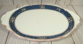 Royal Albert Bone China Oval Tray Dish Blue White &amp; Pink Country Scallop 10&quot;. - £8.51 GBP