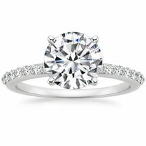 2.50CT Forever One Moissanite 4 Prong White Gold Ring With Diamonds - £1,330.98 GBP